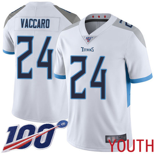Tennessee Titans Limited White Youth Kenny Vaccaro Road Jersey NFL Football #24 100th Season Vapor Untouchable->youth nfl jersey->Youth Jersey
